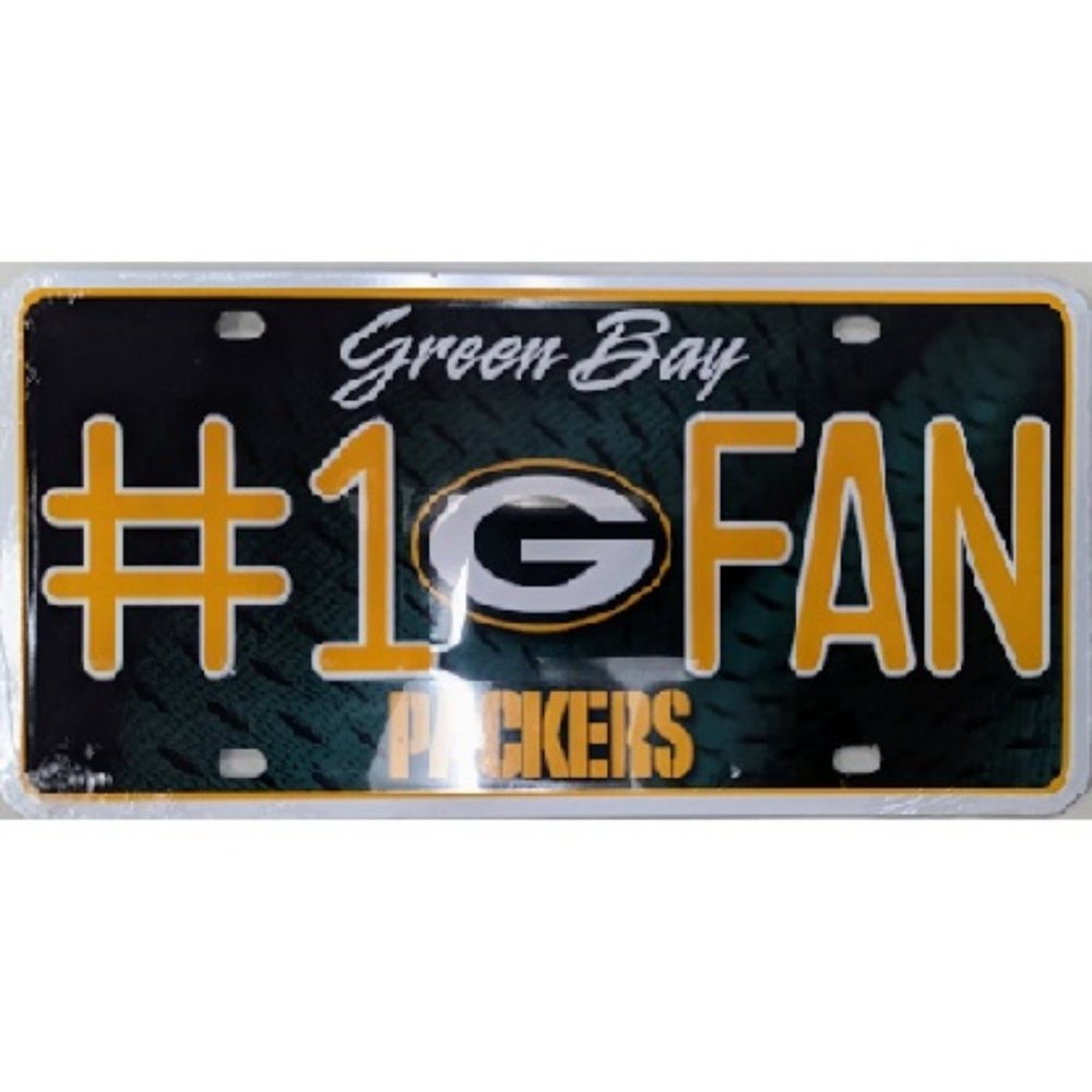 🆕🏈 GREENBAY PACKERS ALUMINUM #1 FAN LICENSE PLATE -NFL - UNISEX